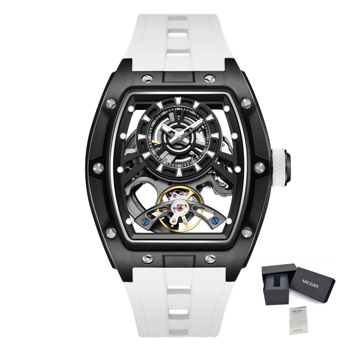 New Fashion Automatic Mechanical Watches for Men Waterproof Skeleton Dial Stainless Steel Case Male Wristwatch Clock 9198-6-19