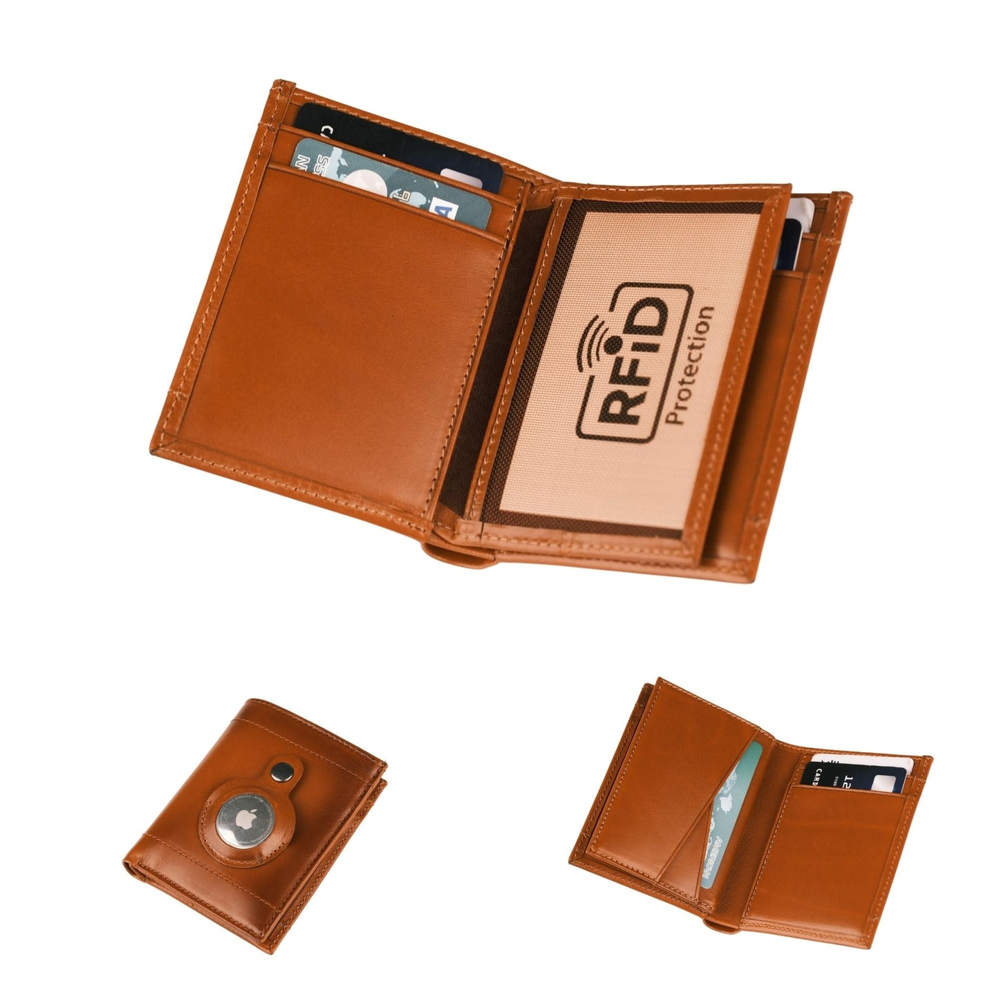Glendo Apple AirTag Slot Leather Wallet, Handcrafted, Unisex-1