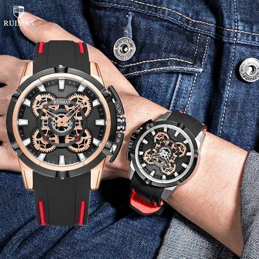 RUIMAS Top Brand Mens Watches Luxury Silicone Large Dial Sports Quartz Wristwatch Waterproof Date Clock Casual Relogio Masculino-0