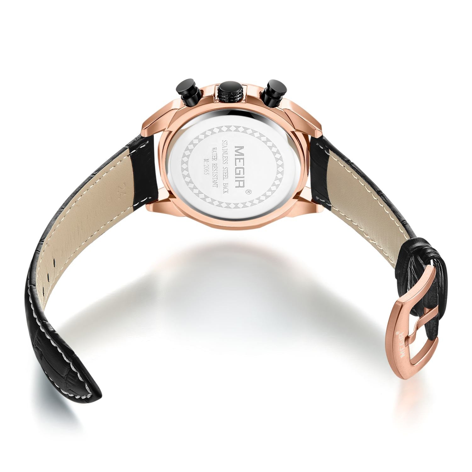 MEGIR Sport Chronograph Men's Quartz Wristwatch Waterproof Male Clock Calendar Luminous Man Watches Calendar Leather Watch 2065-10