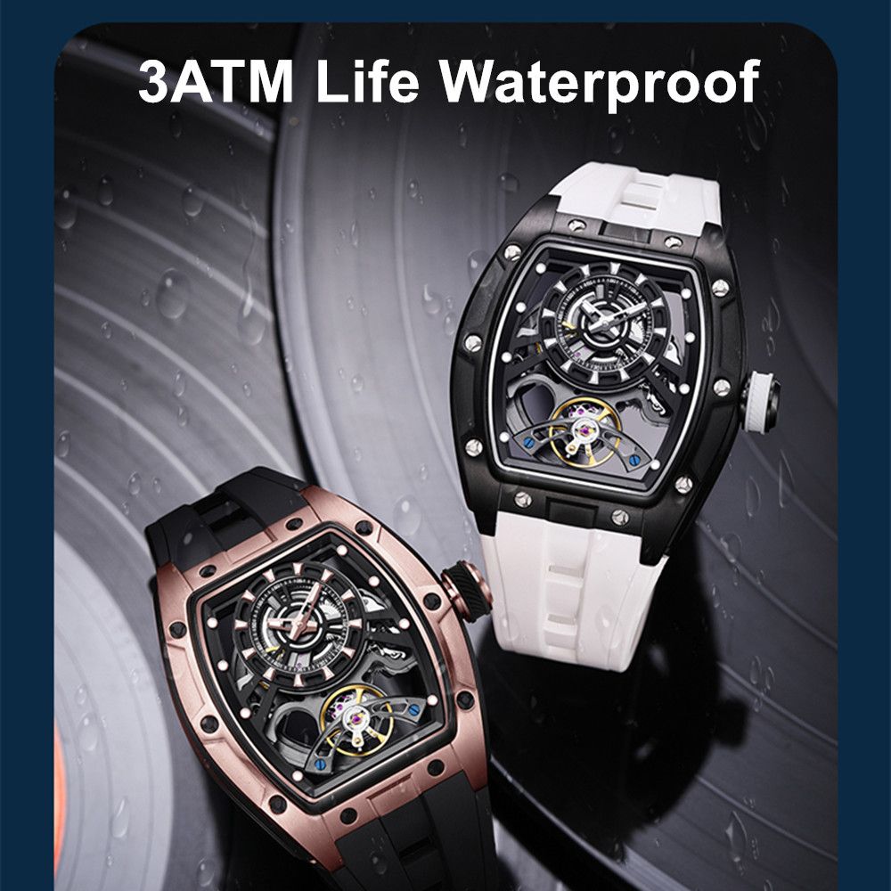 New Fashion Automatic Mechanical Watches for Men Waterproof Skeleton Dial Stainless Steel Case Male Wristwatch Clock 9198-6-9