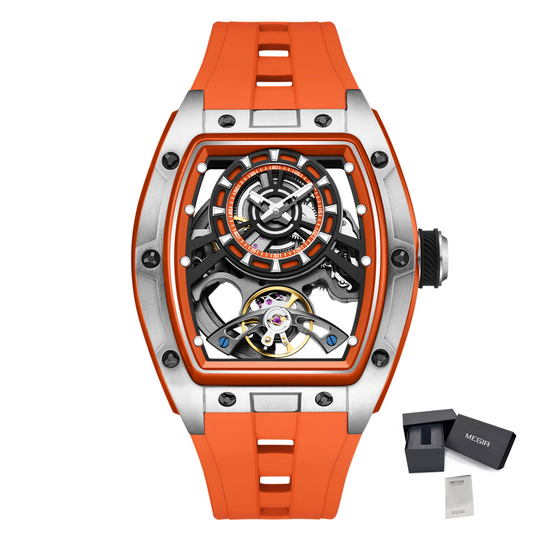 New Fashion Automatic Mechanical Watches for Men Waterproof Skeleton Dial Stainless Steel Case Male Wristwatch Clock 9198-6-20