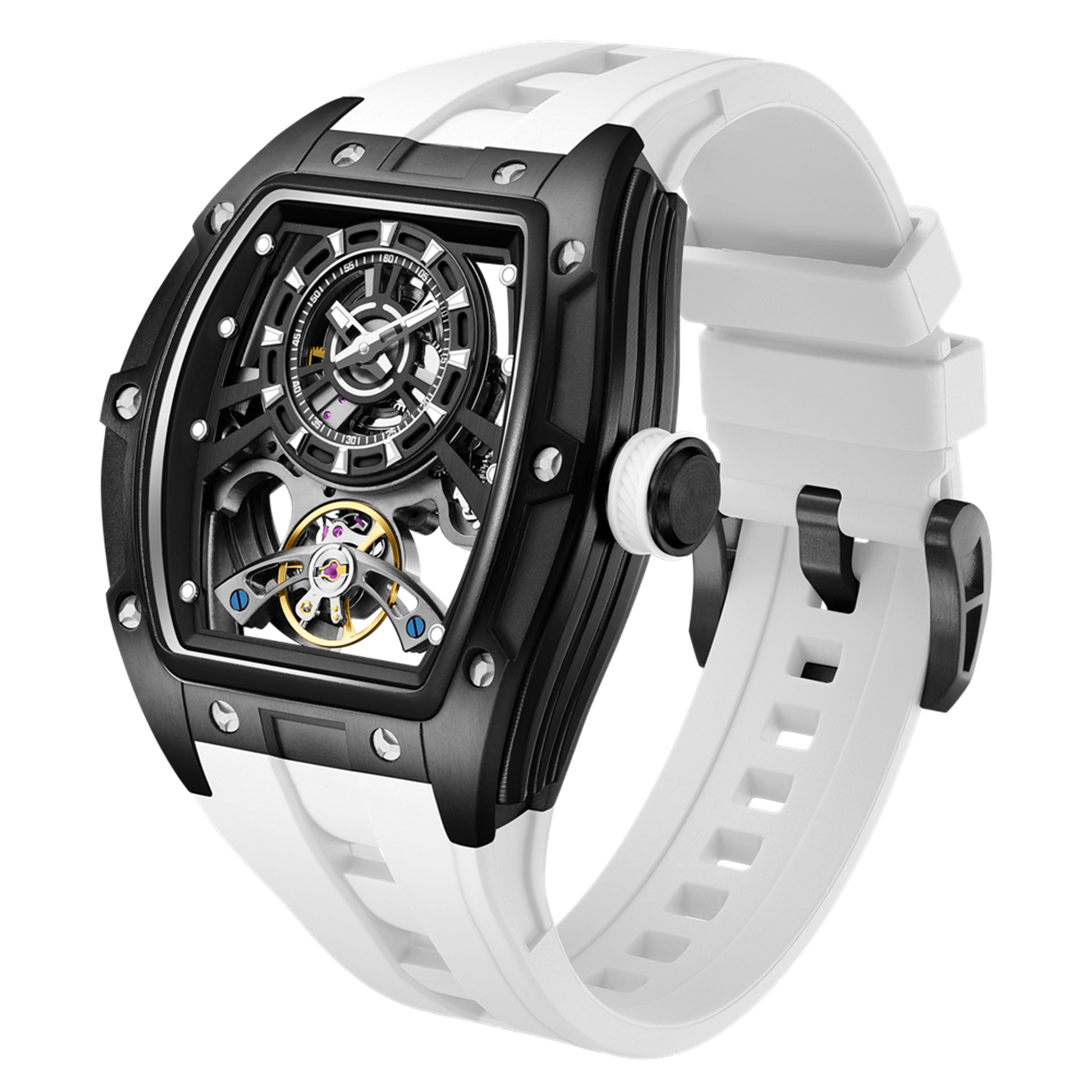 New Fashion Automatic Mechanical Watches for Men Waterproof Skeleton Dial Stainless Steel Case Male Wristwatch Clock 9198-6-11