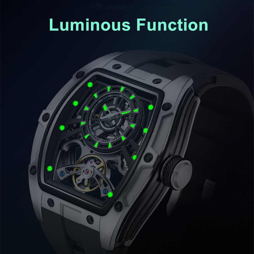 New Fashion Automatic Mechanical Watches for Men Waterproof Skeleton Dial Stainless Steel Case Male Wristwatch Clock 9198-6-8