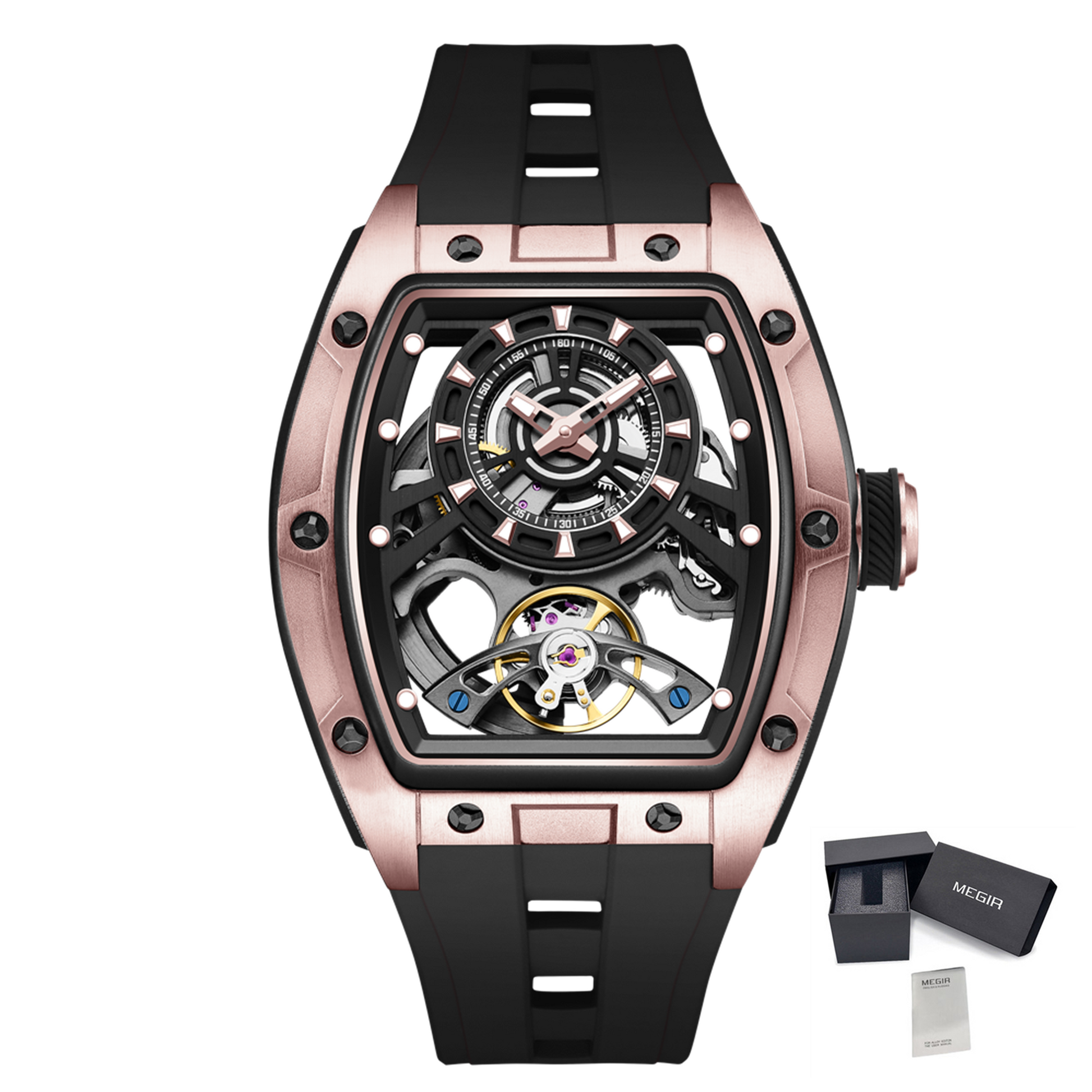 New Fashion Automatic Mechanical Watches for Men Waterproof Skeleton Dial Stainless Steel Case Male Wristwatch Clock 9198-6-17