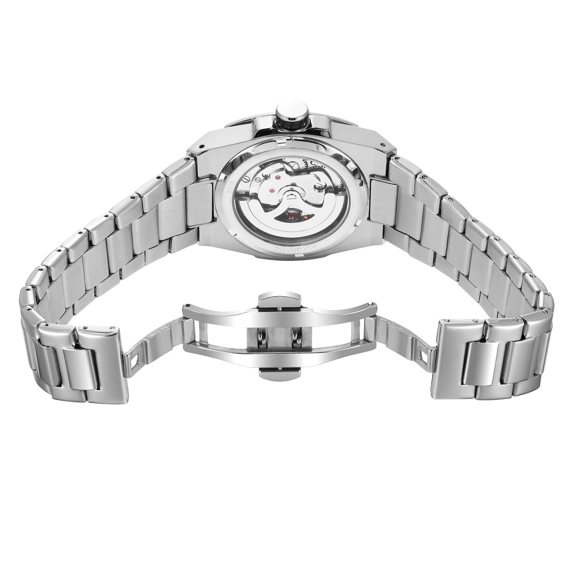 MEGIR Skeleton Dial Mechanical Watches for Men Luxury Business Wristwatch Stainless Steel Waterproof Automatic Watch Clock 8606-15