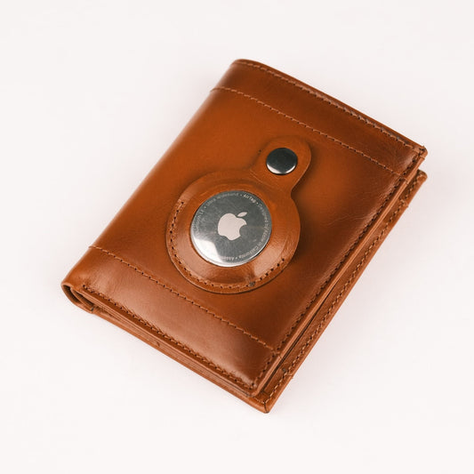 Glendo Apple AirTag Slot Leather Wallet, Handcrafted, Unisex-0